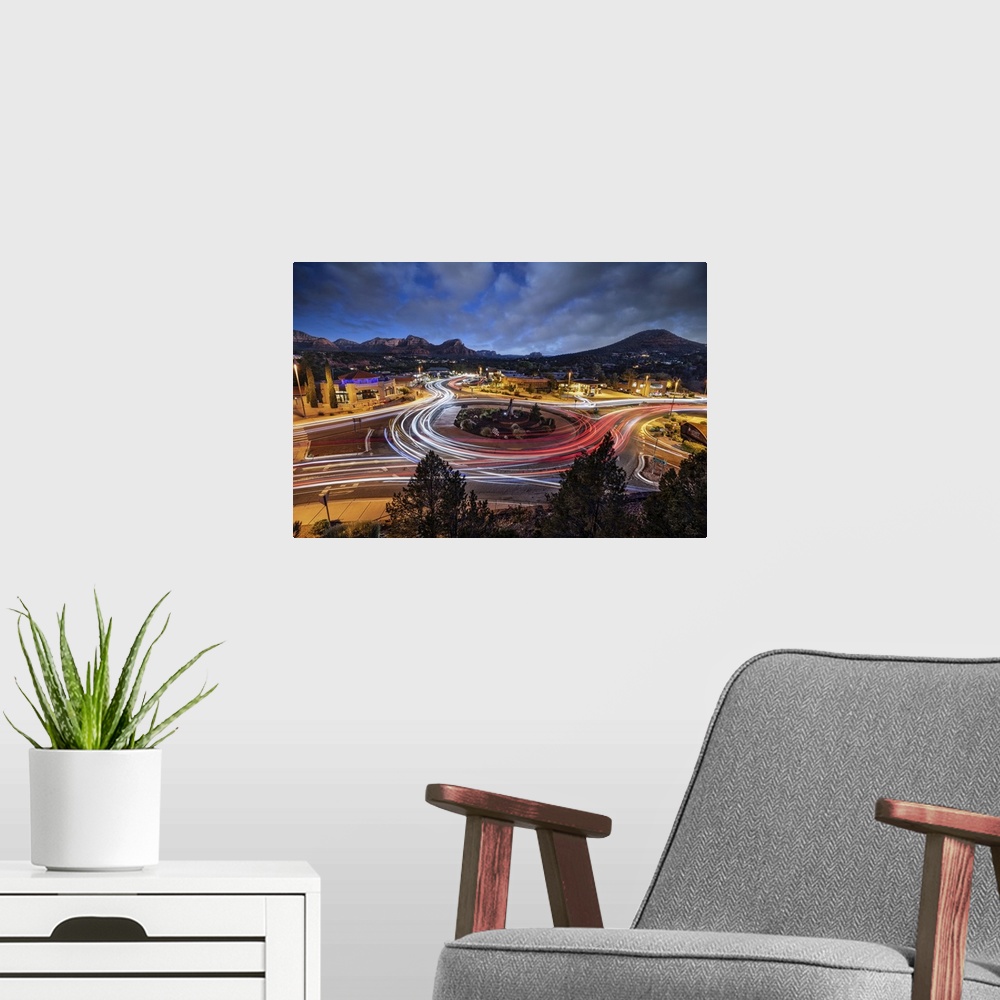 A modern room featuring Car trails over Sedona, Arizona