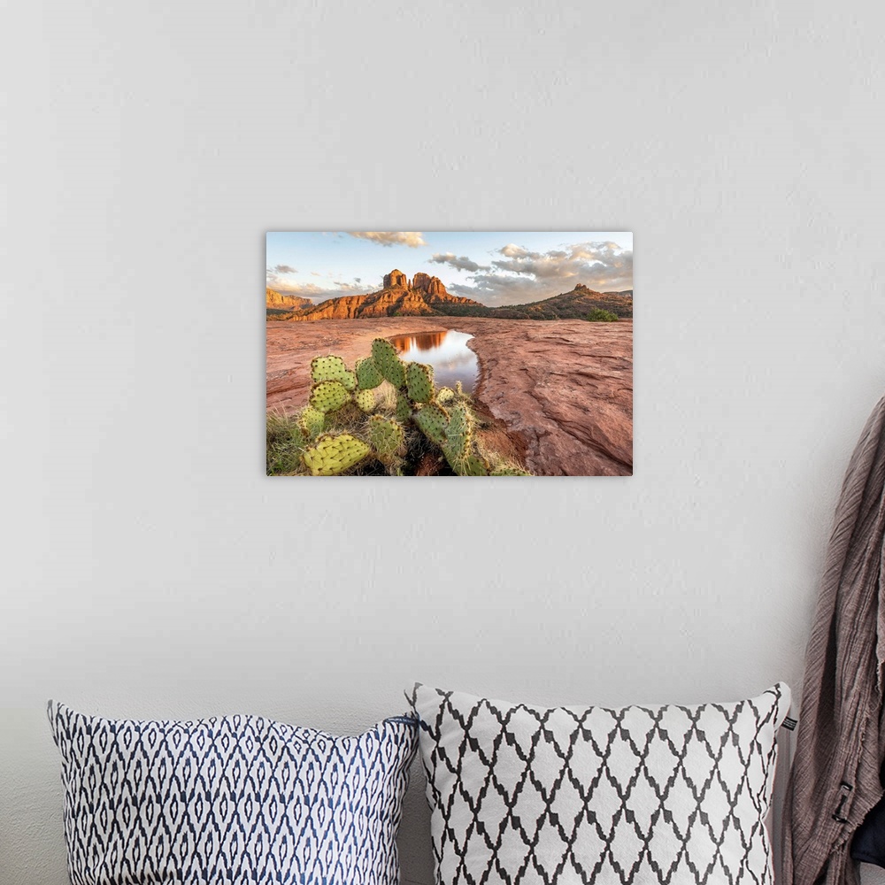 A bohemian room featuring Cathedral Rock at sunset in Sedona, Arizona