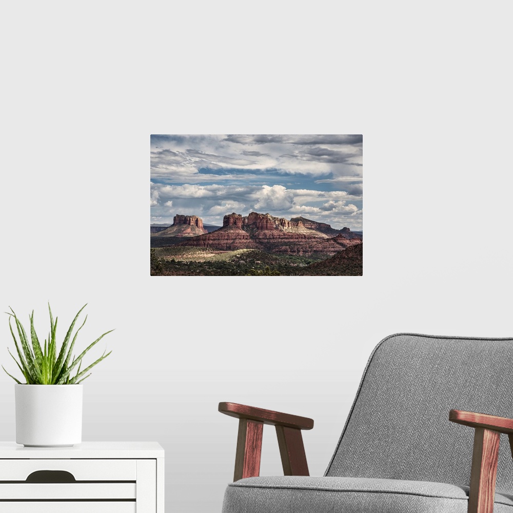 A modern room featuring Cathedral rocks at sunset in Sedona, Arizona