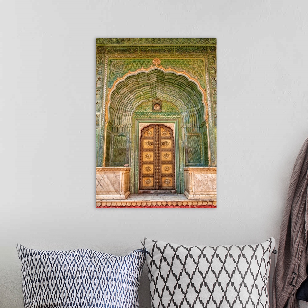 A bohemian room featuring Colorful door at the City Palace in Jaipur, Rhajisthan, India