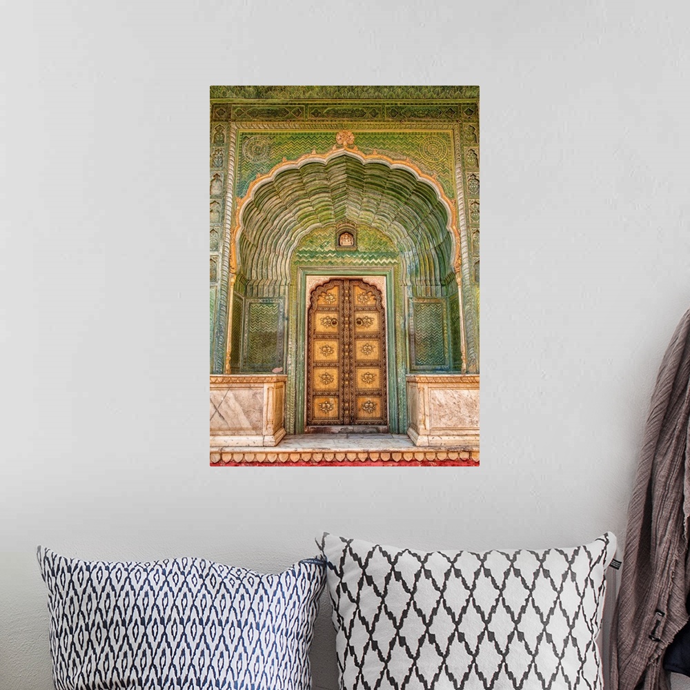 A bohemian room featuring Colorful door at the City Palace in Jaipur, Rhajisthan, India