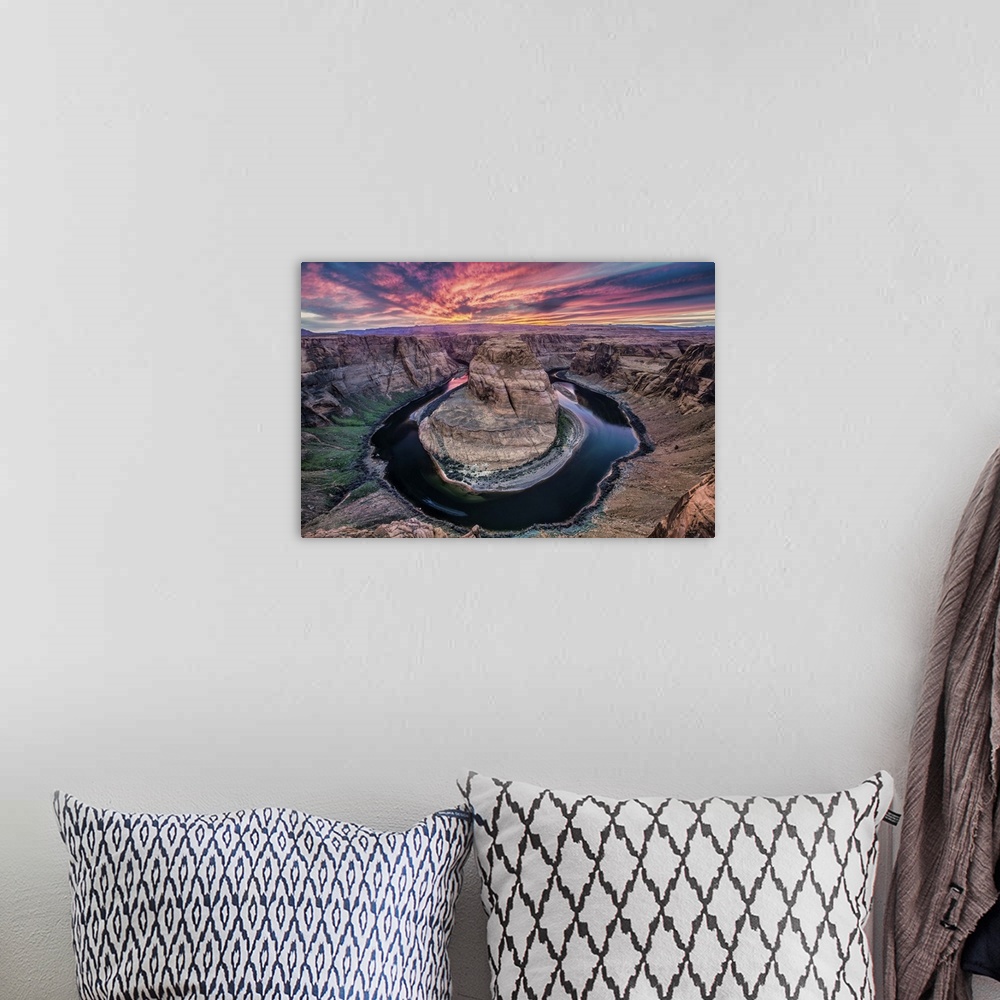 A bohemian room featuring Colorful sunset at Horseshoe Bend in Page, Arizona