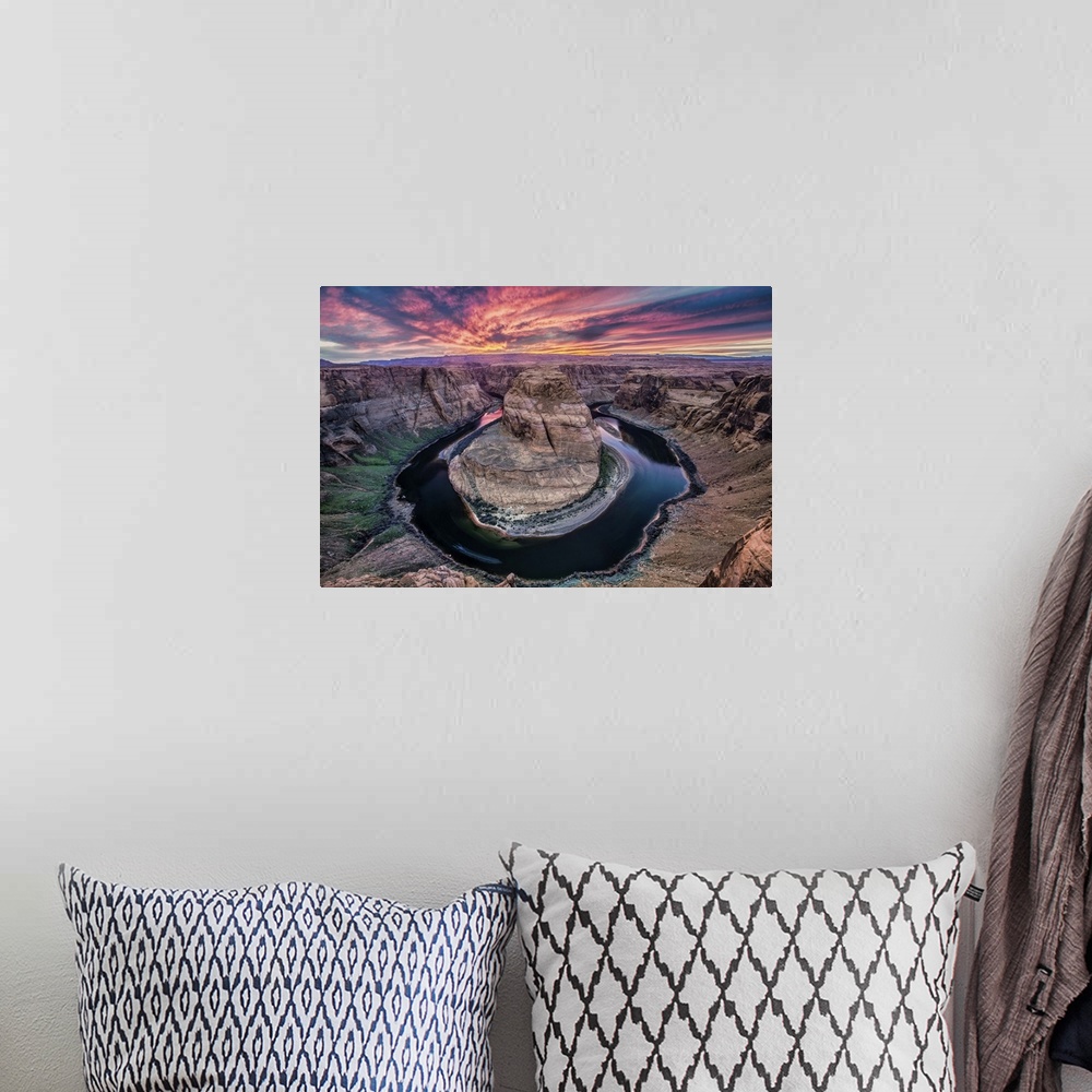 A bohemian room featuring Colorful sunset at Horseshoe Bend in Page, Arizona