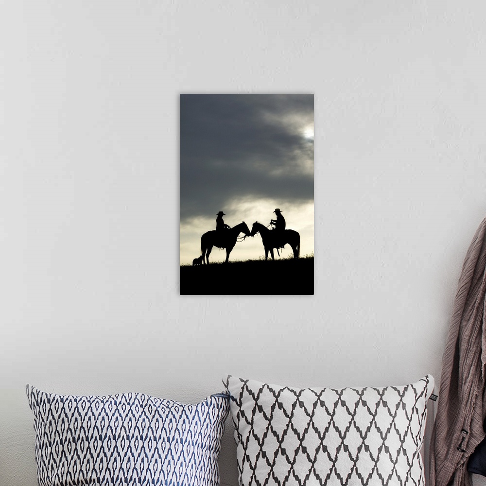 A bohemian room featuring Cowboy and cowgirl silhouette at sunset, Yosemite, California