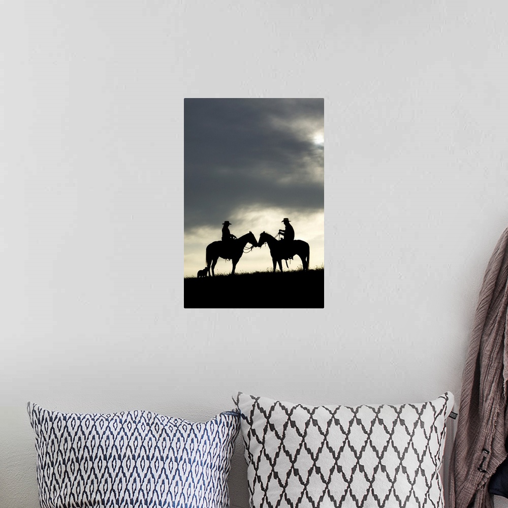 A bohemian room featuring Cowboy and cowgirl silhouette at sunset, Yosemite, California