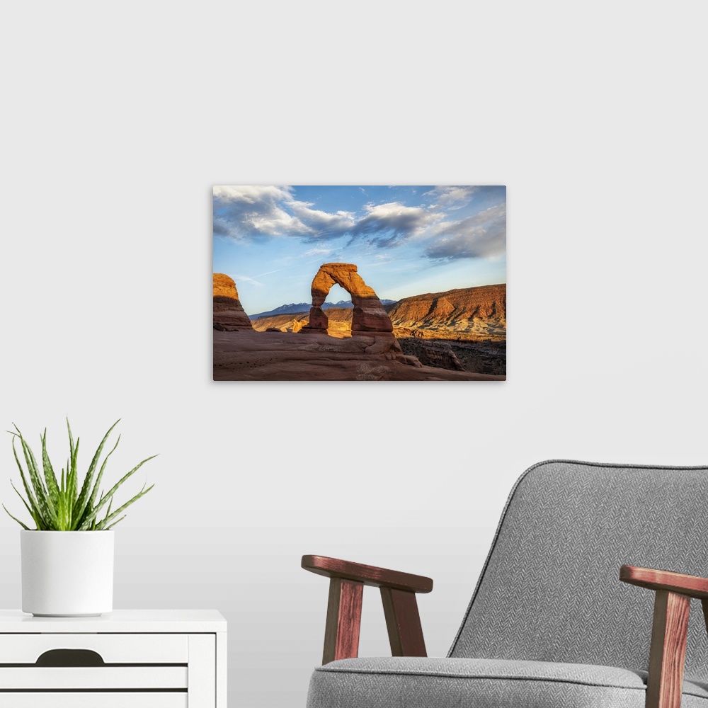 A modern room featuring Delicate Arch in Arches National Park.