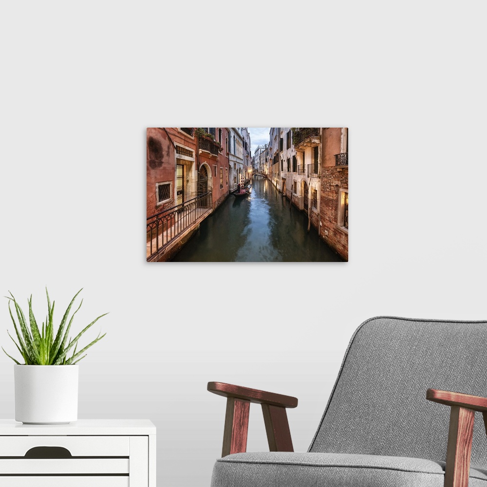 A modern room featuring Gondola rowing in the canals of venice