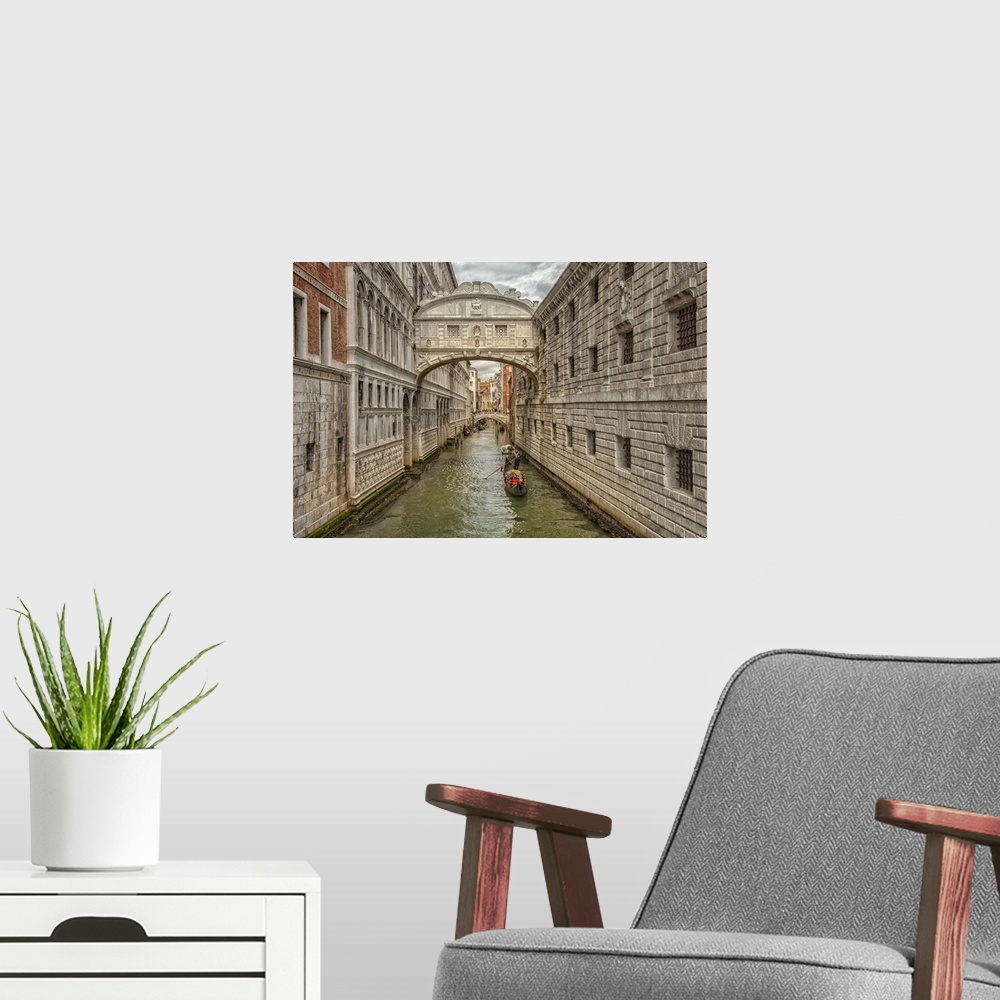 A modern room featuring Gondolas in Bridge of Sighs in Venice, Italy