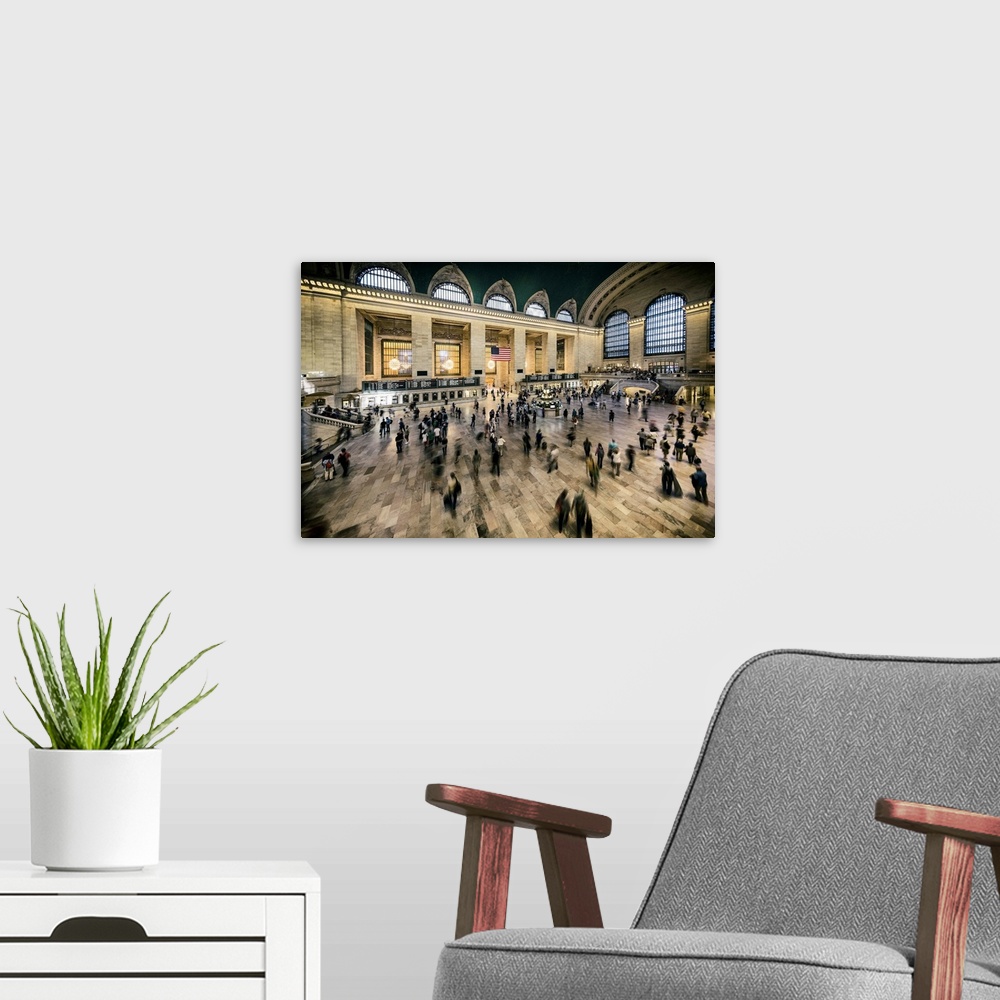 A modern room featuring Grand Central Station in New York City.