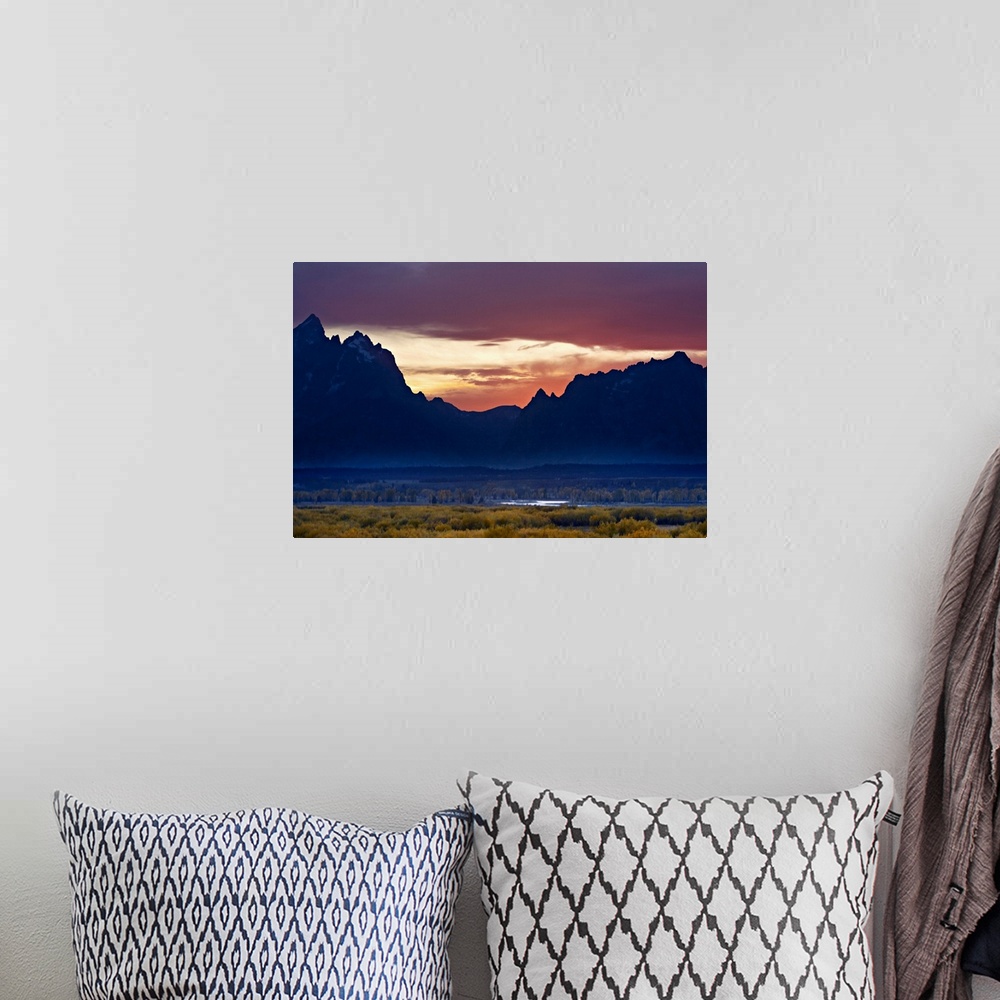 A bohemian room featuring Grand Tetons at Sunset, Jackson Hole, Wyoming