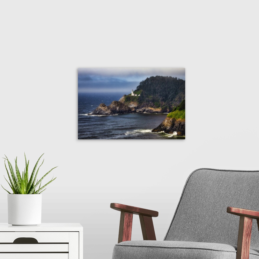 A modern room featuring Haceta Lighthouse on the coast of Oregon