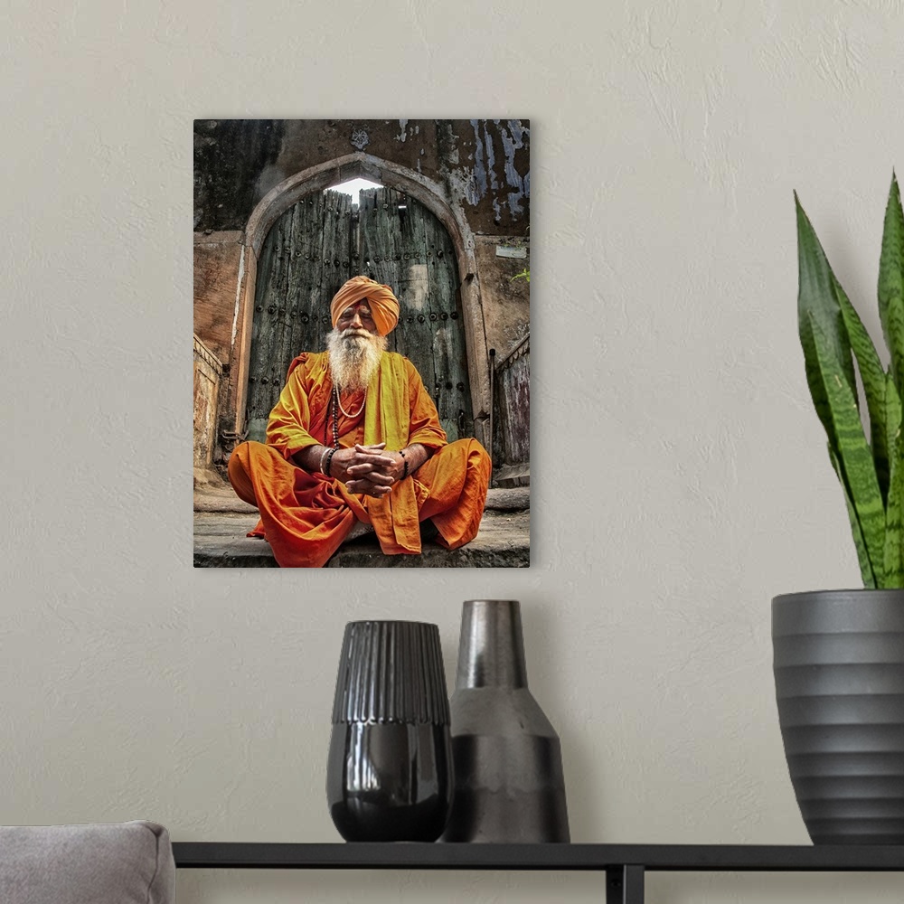 A modern room featuring Holy Man in Old Delhi inRaisthan, India