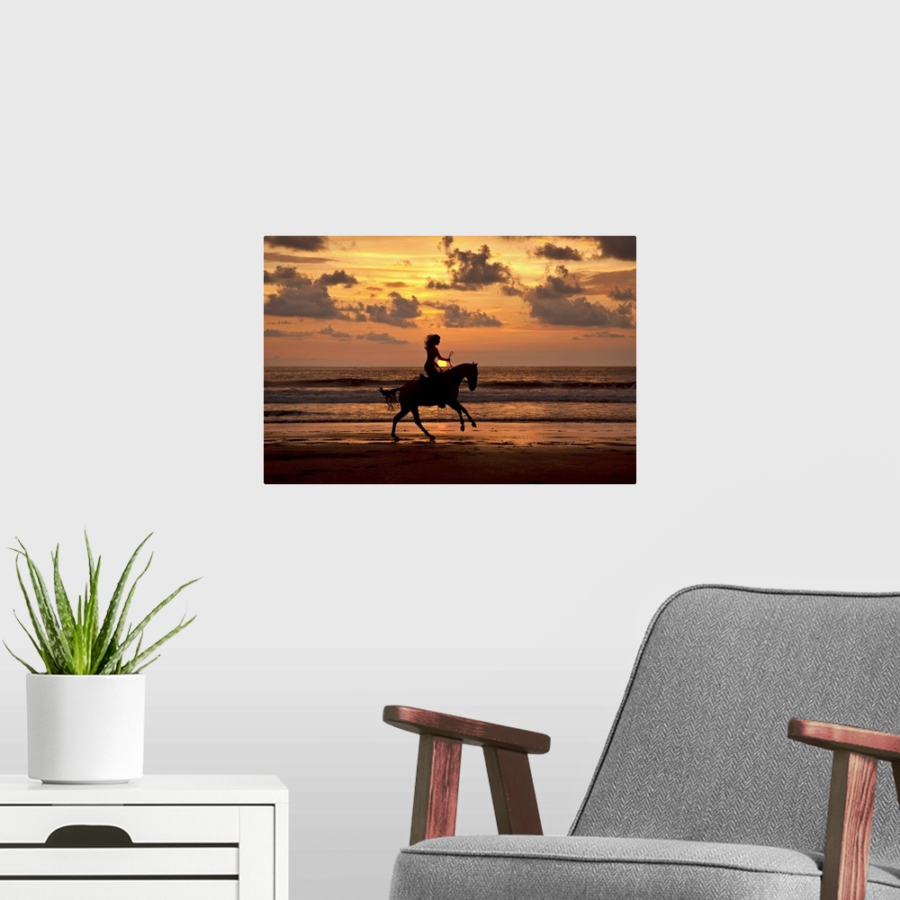 A modern room featuring Horseback Sunset, Costa Rica