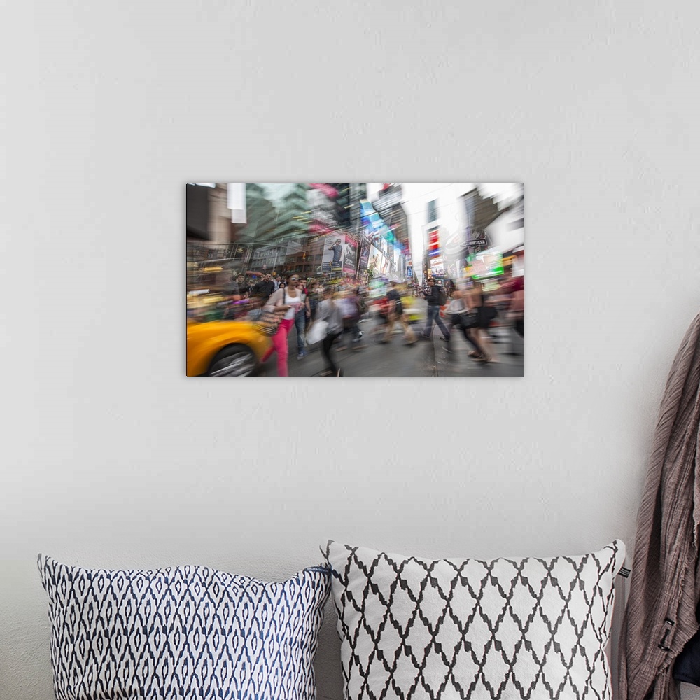 A bohemian room featuring Hustle and Bustle of Times Square in New York City.