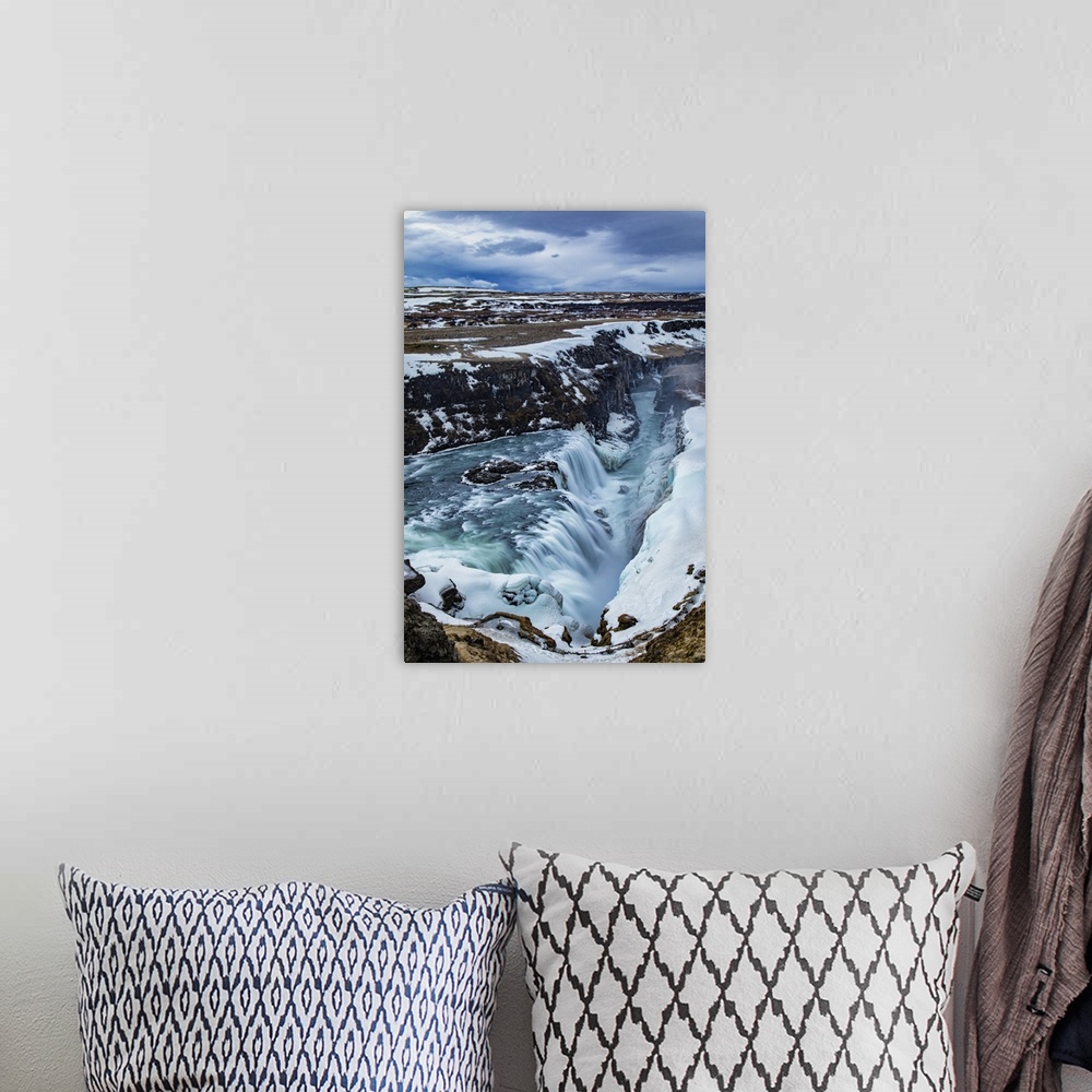 A bohemian room featuring Rushing water of Gullfoss Waterfall in Iceland.