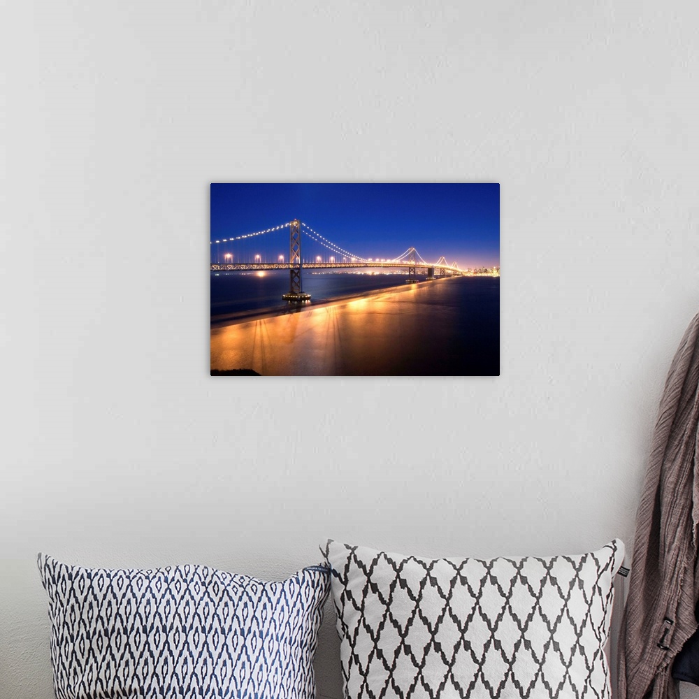 A bohemian room featuring Illuminated Bay Bridge, San Francisco, California