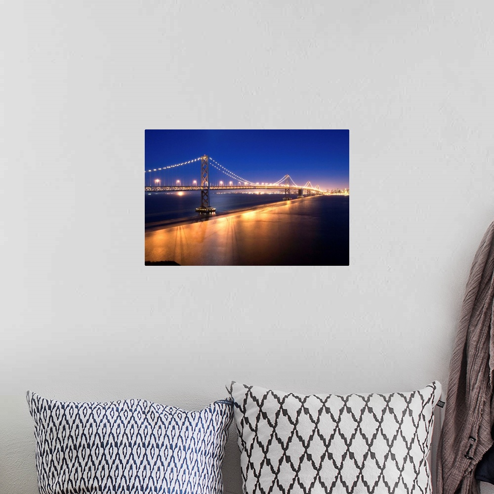A bohemian room featuring Illuminated Bay Bridge, San Francisco, California
