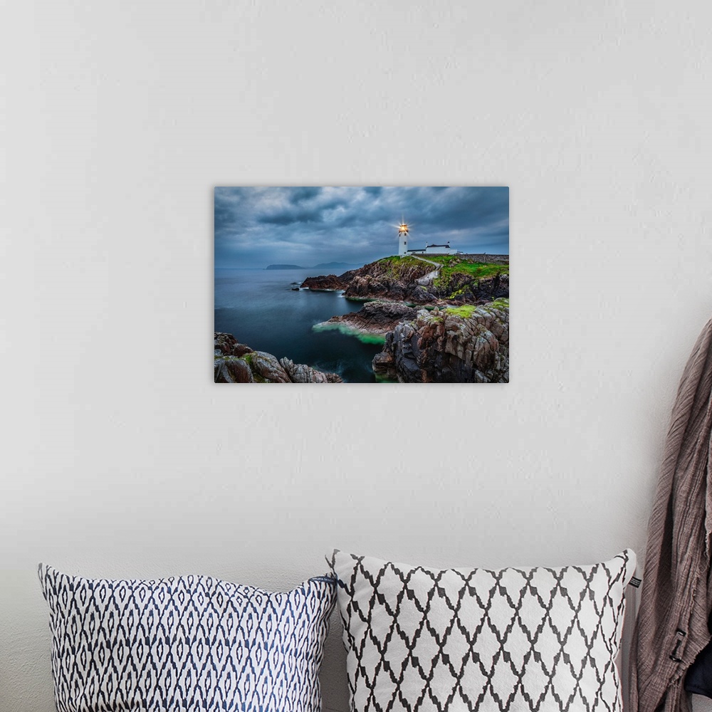 A bohemian room featuring The Fanad Lighthouse on the coast of Northern Ireland.