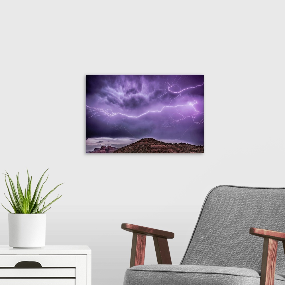 A modern room featuring Lightning over Sedona, Arizona