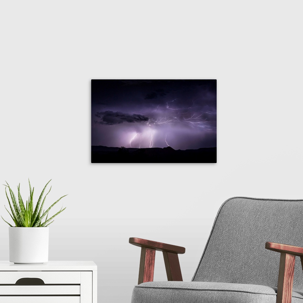 A modern room featuring Lightning over Sedona, Arizona.