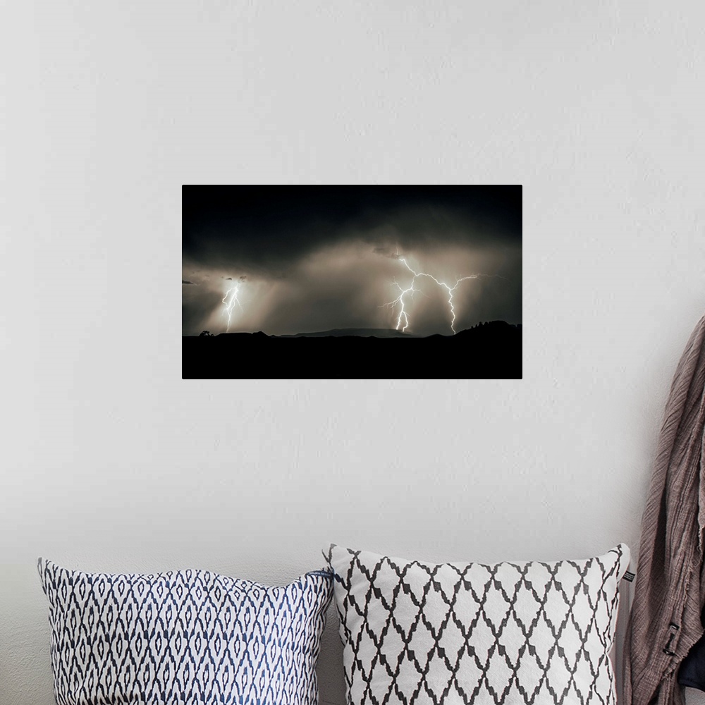 A bohemian room featuring Lightning over Sedona, Arizona.