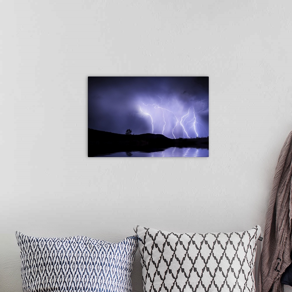 A bohemian room featuring Lightning storm over Sedona, Arizona