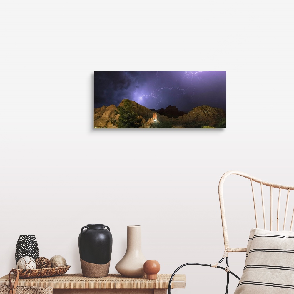 A farmhouse room featuring Lightning storm over Sedona, Arizona