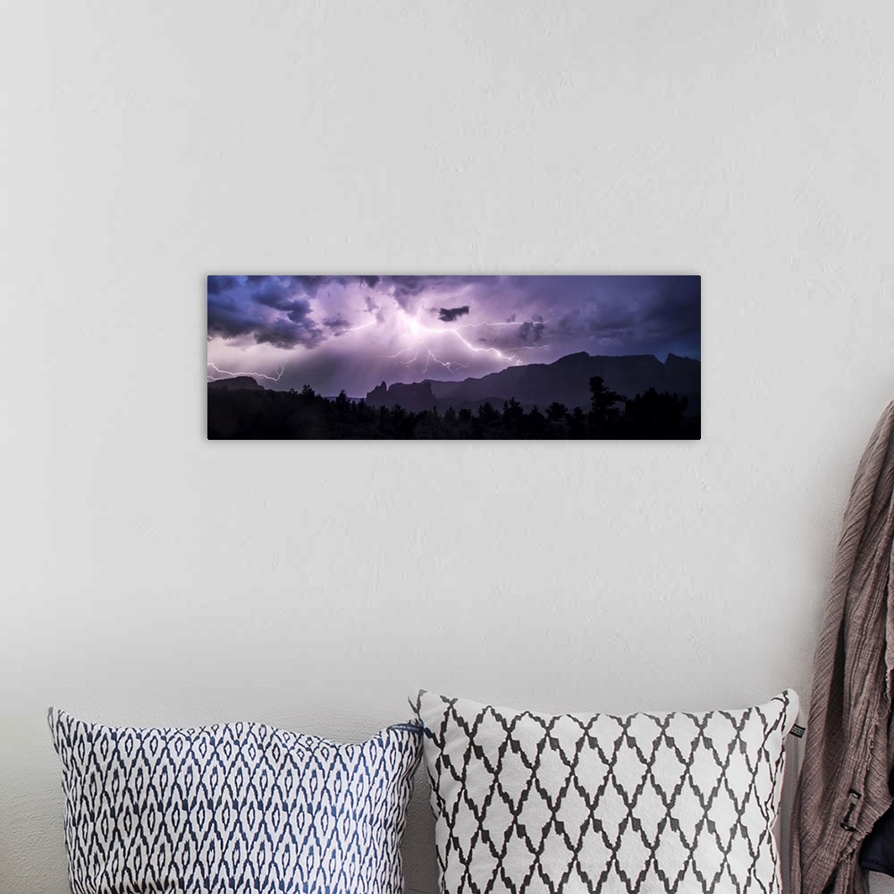A bohemian room featuring Lightning storm over Sedona, Arizona