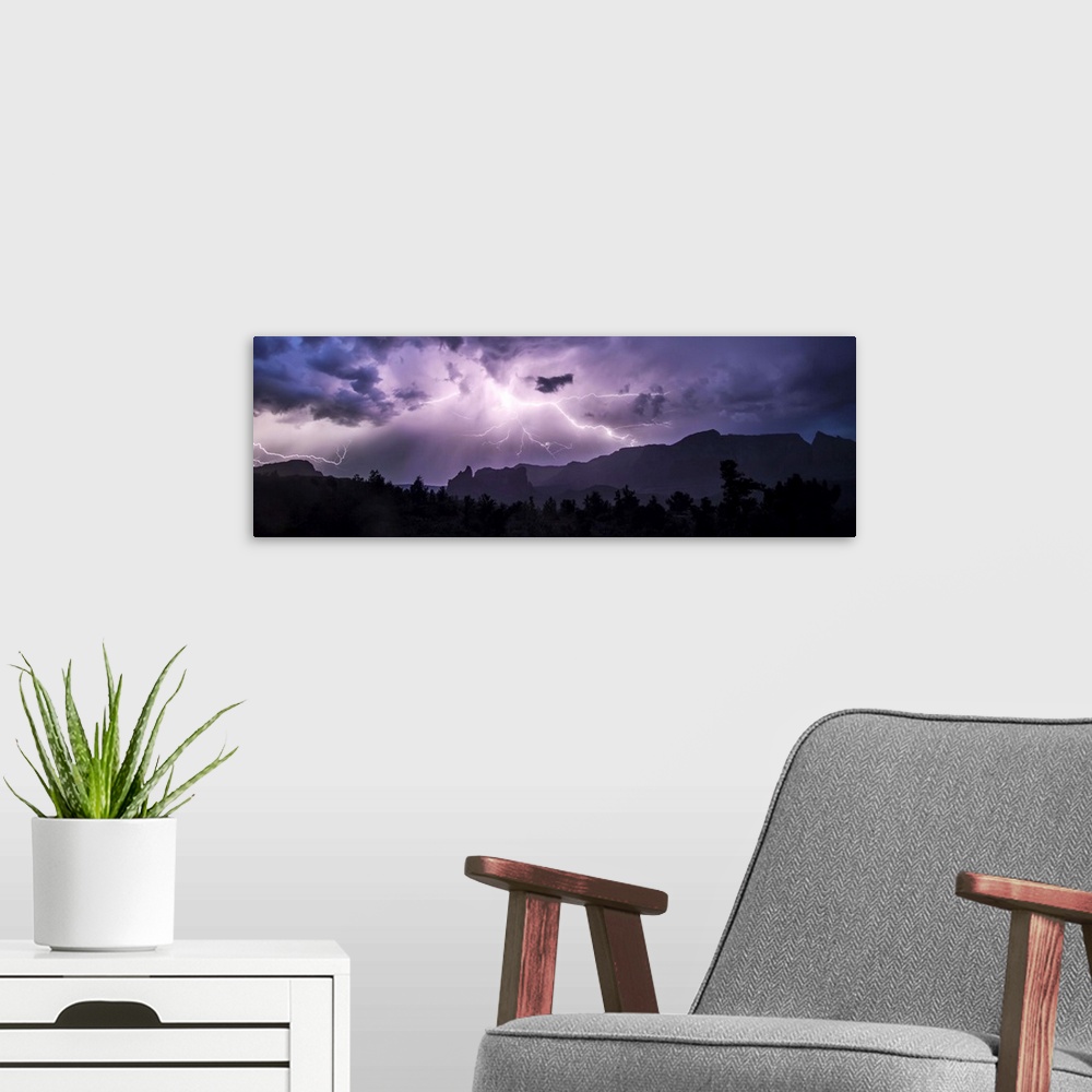 A modern room featuring Lightning storm over Sedona, Arizona