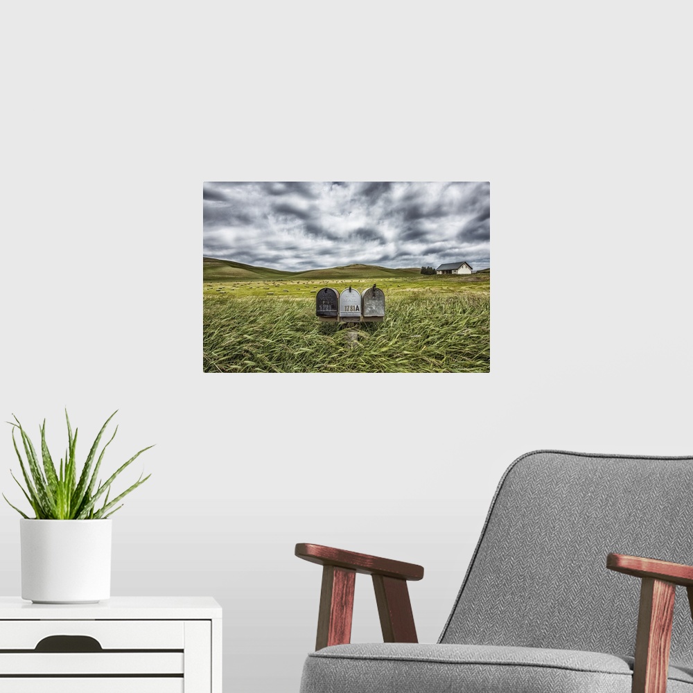 A modern room featuring Mailboxes in rural area of the Palouse, Washington