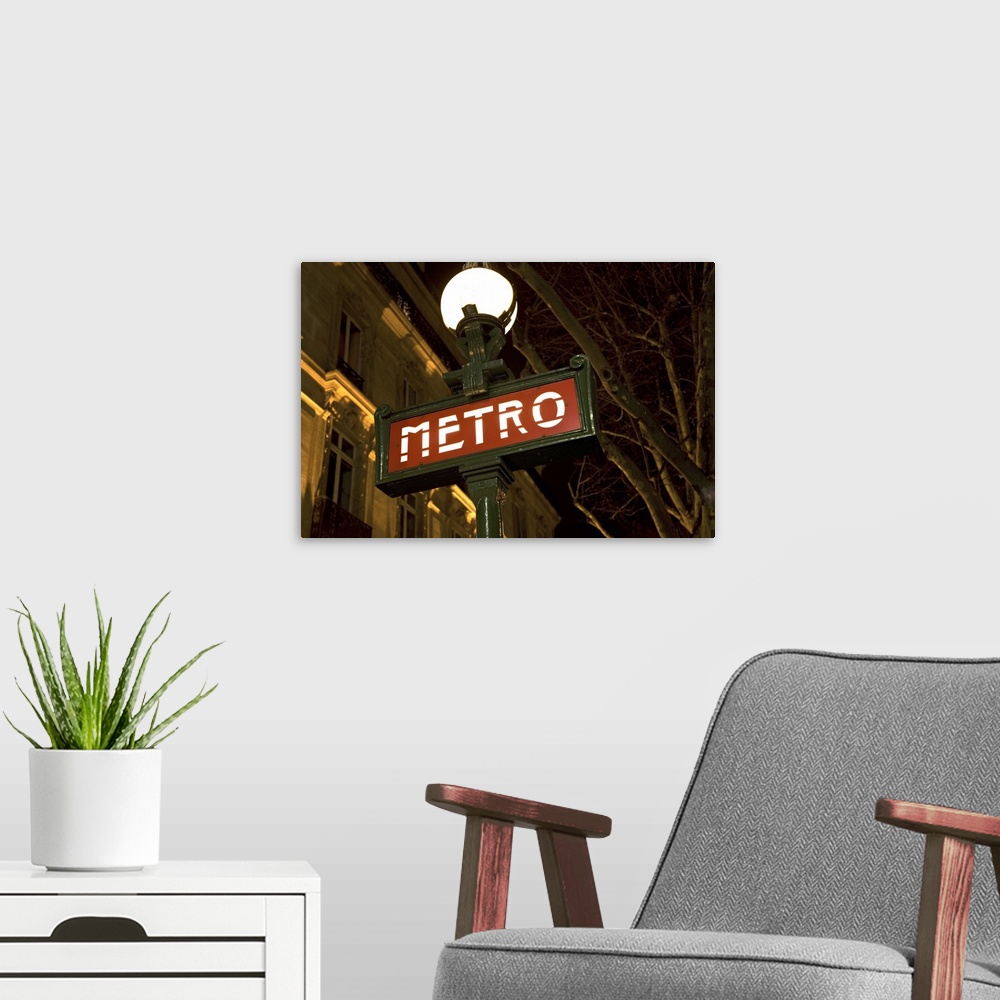 A modern room featuring Metro sign in Paris, France