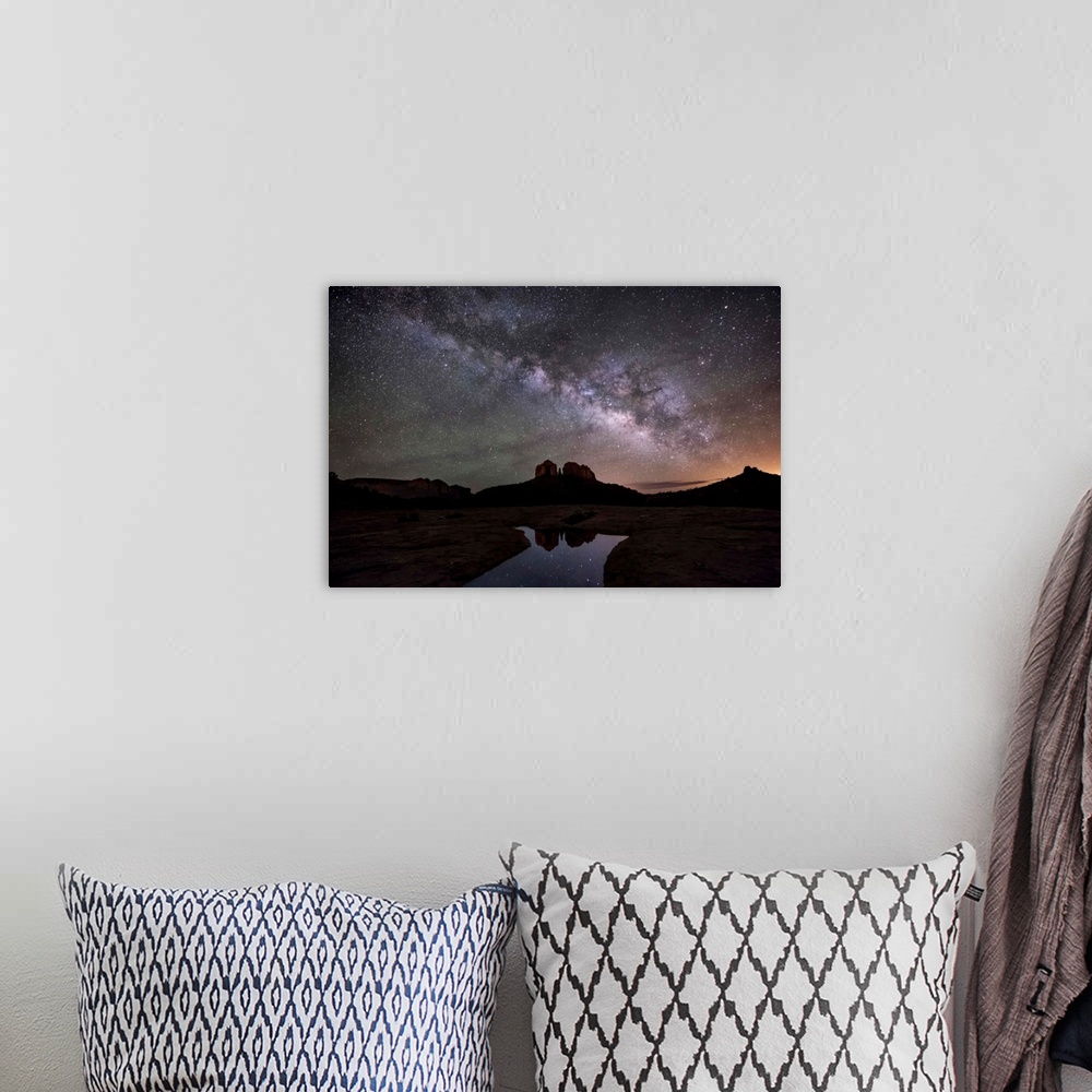 A bohemian room featuring Milky Way over Cathedral Rocks in Sedona.