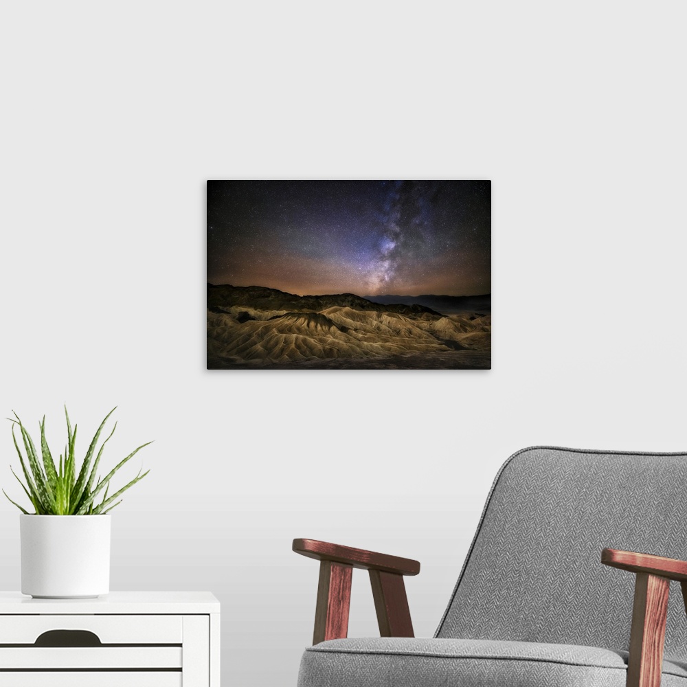 A modern room featuring Milky Way over Zabriski Point in Death Valley National Park