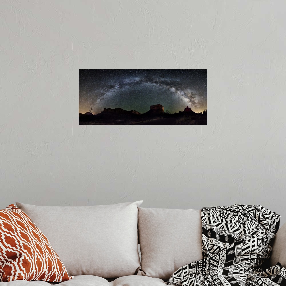 A bohemian room featuring Milky Way panorama over the red rocks of Sedona, Arizona