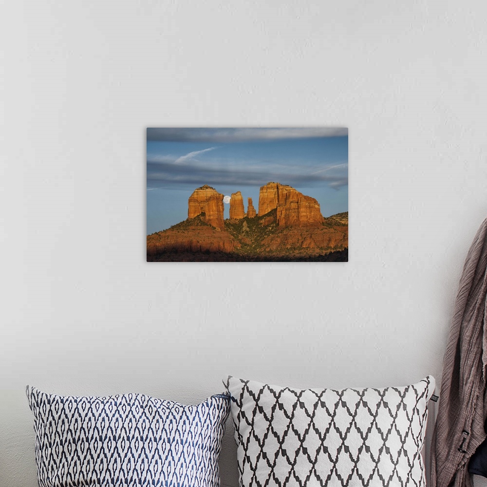 A bohemian room featuring Moonrise over Cathedral Rocks in Sedona, Arizona.
