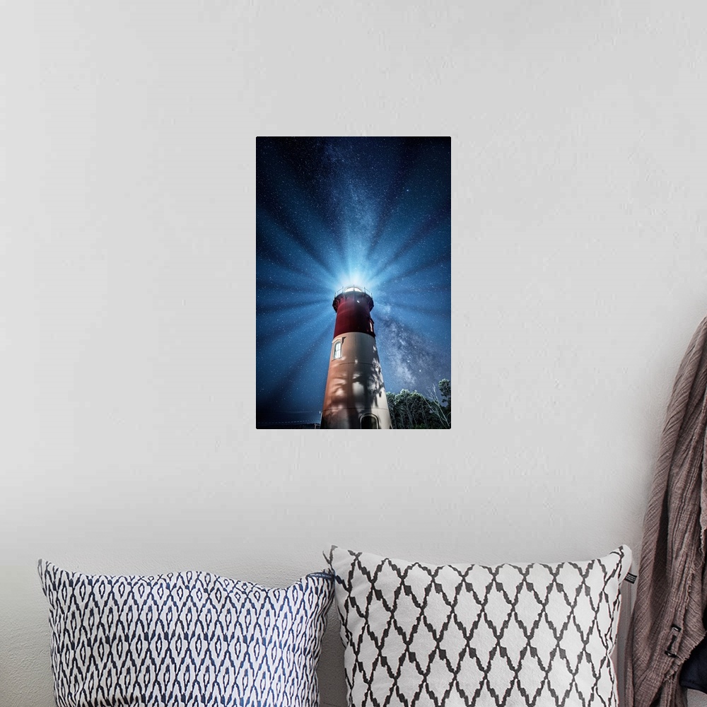 A bohemian room featuring Nauset Lighthouse and Milky Way after dark.