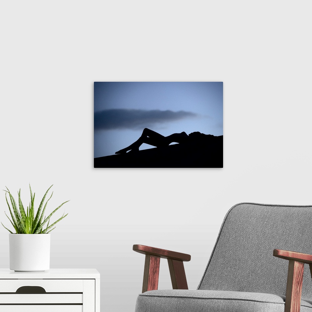 A modern room featuring Nude on sand dunes at dusk, Death Valley, California