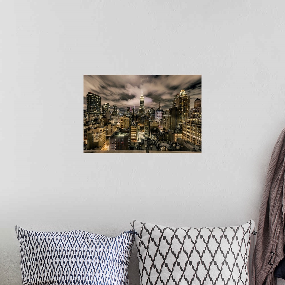 A bohemian room featuring Panorama of the Empire State Building and New York City