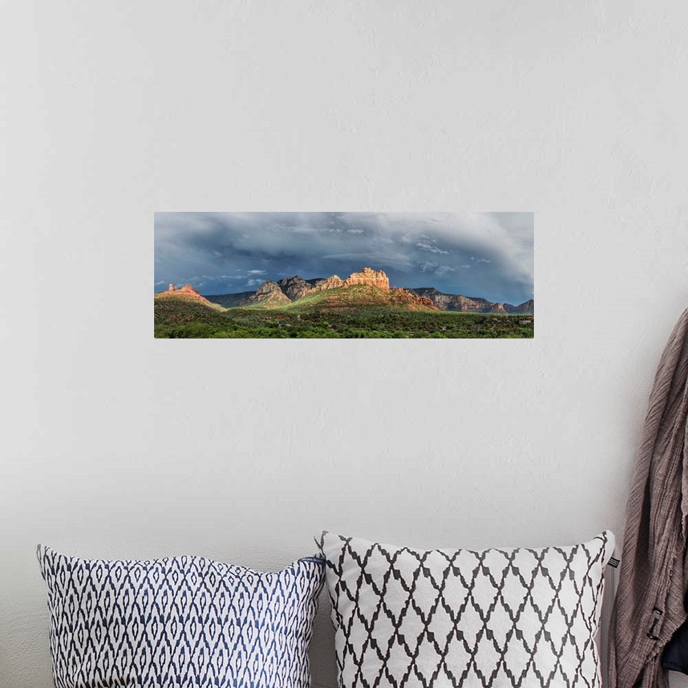 A bohemian room featuring Panorama of the red rocks by uptown in Sedona, Arizona.