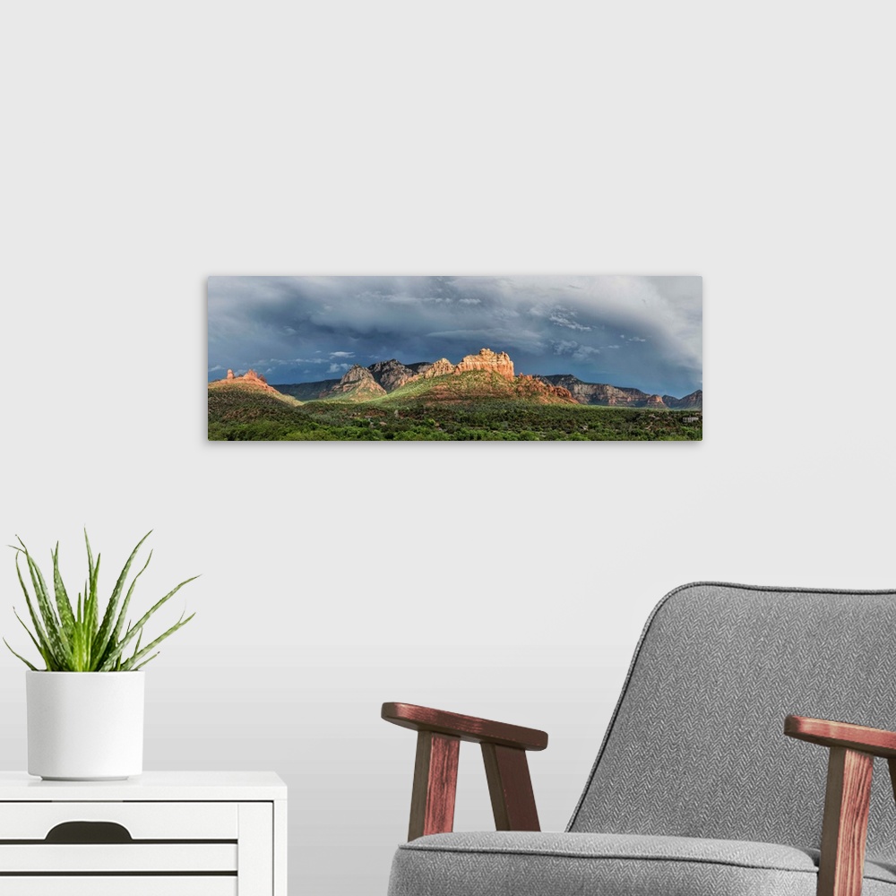 A modern room featuring Panorama of the red rocks by uptown in Sedona, Arizona.