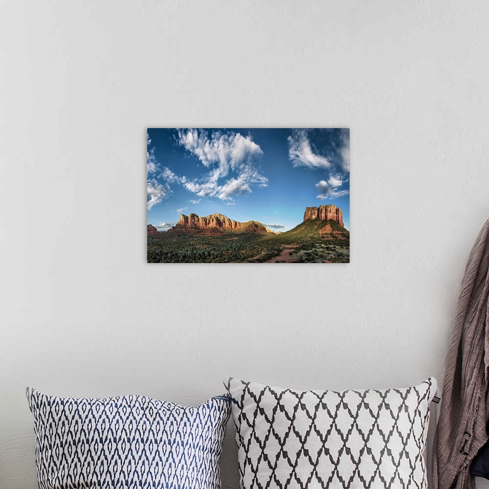 A bohemian room featuring Panorama of the red rocks in Sedona, Arizona.