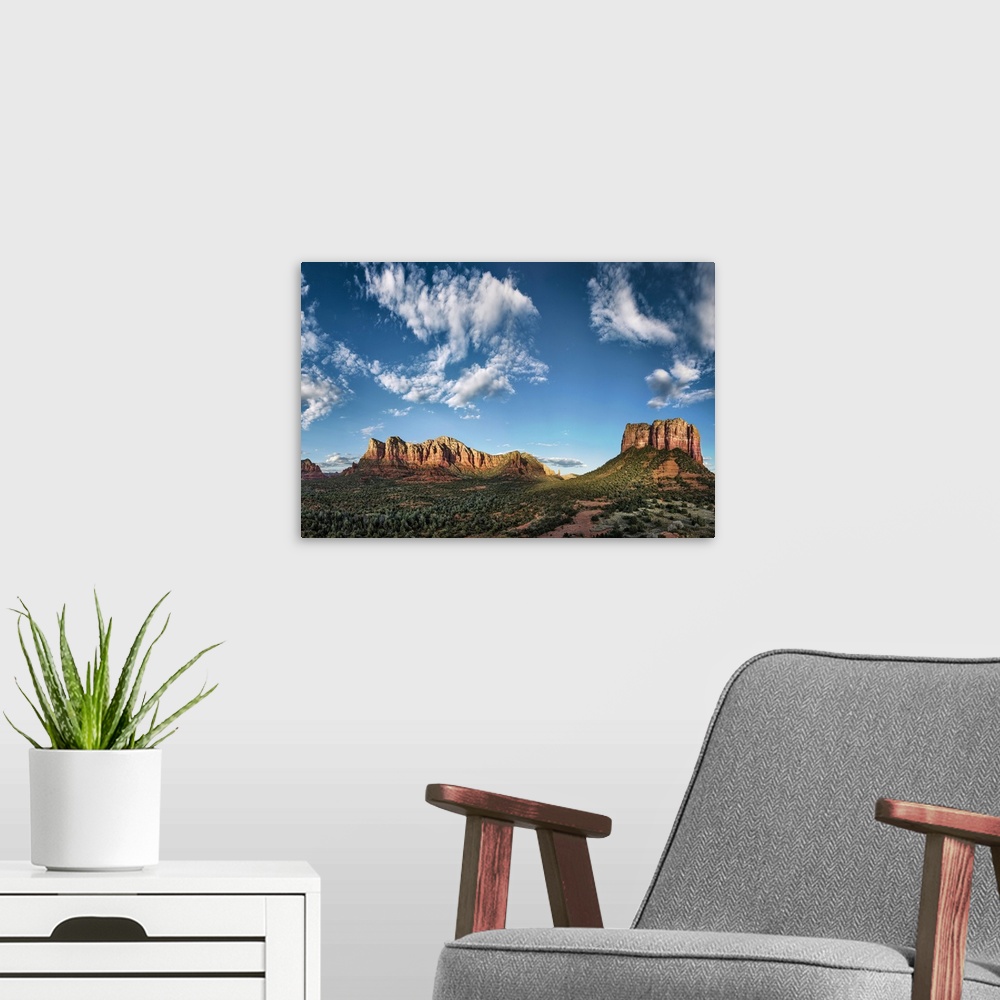 A modern room featuring Panorama of the red rocks in Sedona, Arizona.