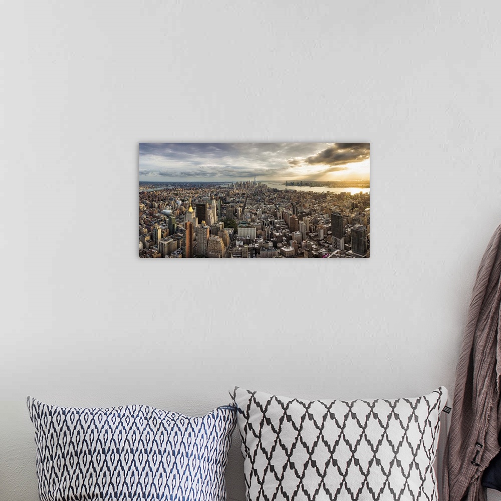 A bohemian room featuring Panorama view from the Empire State Building, New York.
