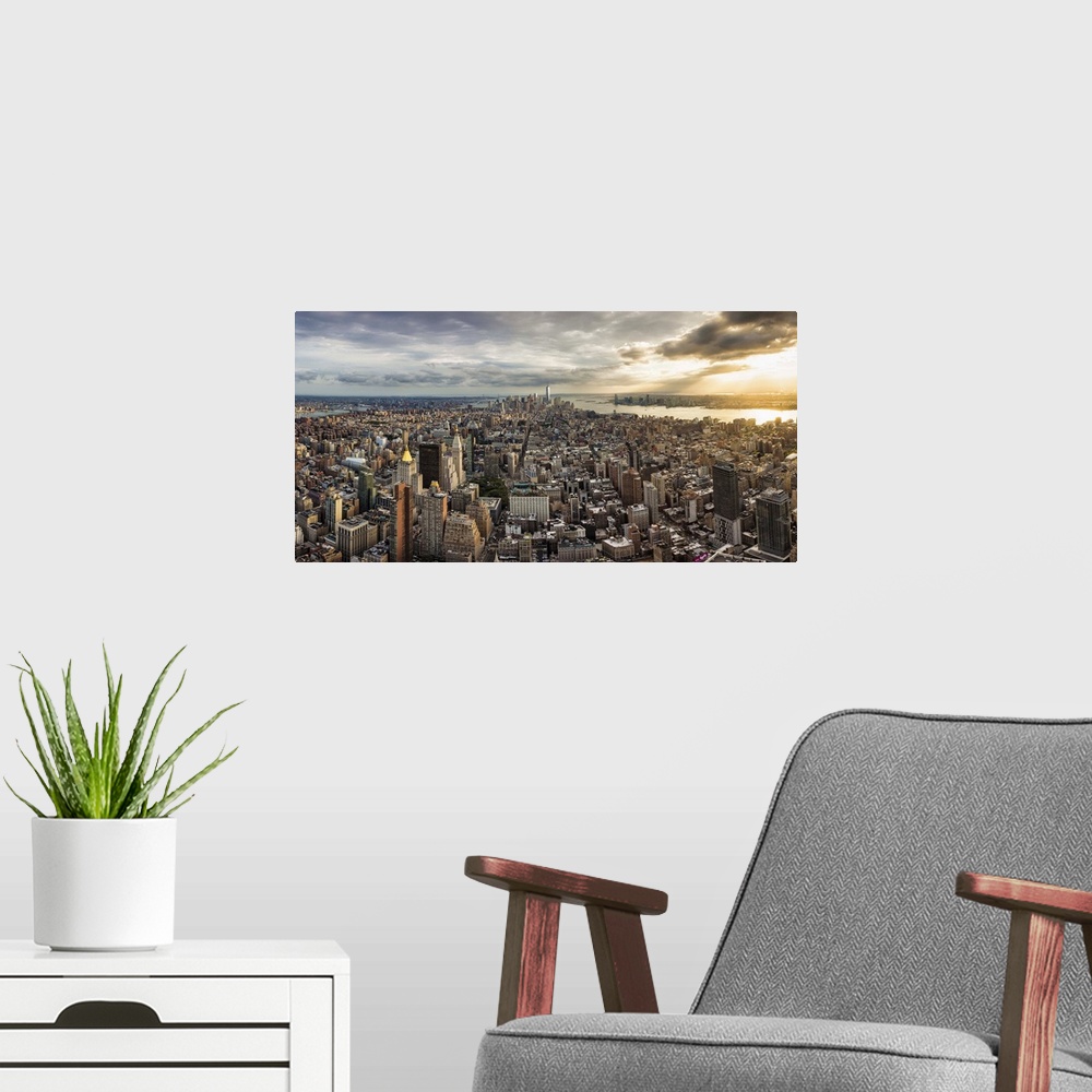 A modern room featuring Panorama view from the Empire State Building, New York.
