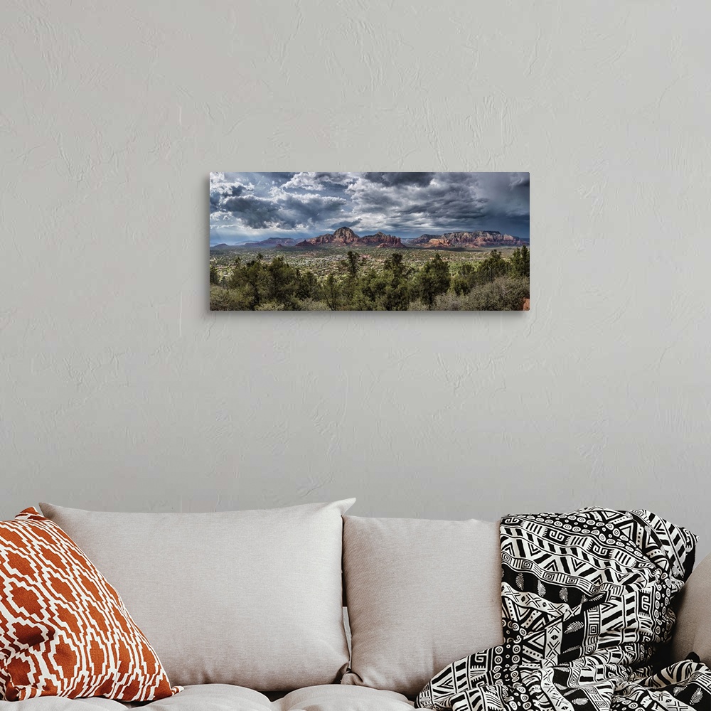 A bohemian room featuring Panorama view of Sedona, Arizona from above