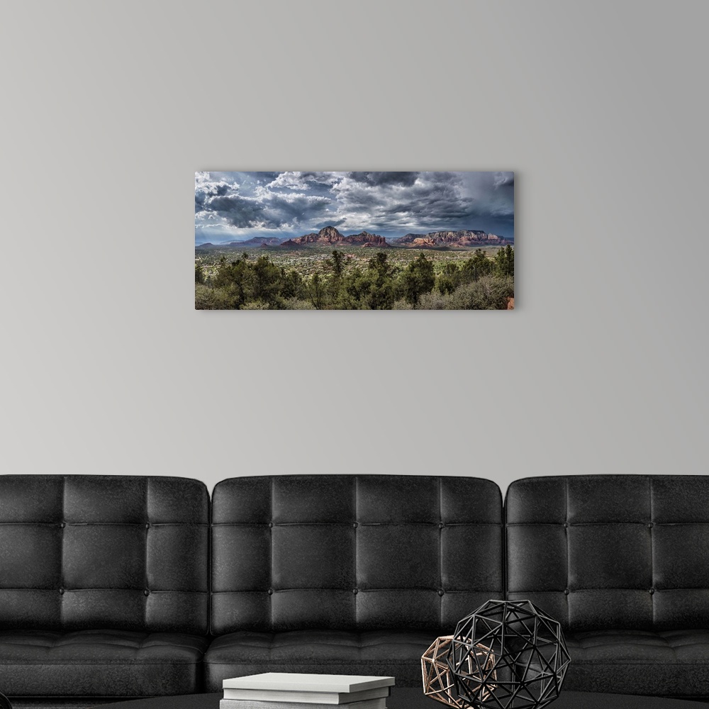 A modern room featuring Panorama view of Sedona, Arizona from above