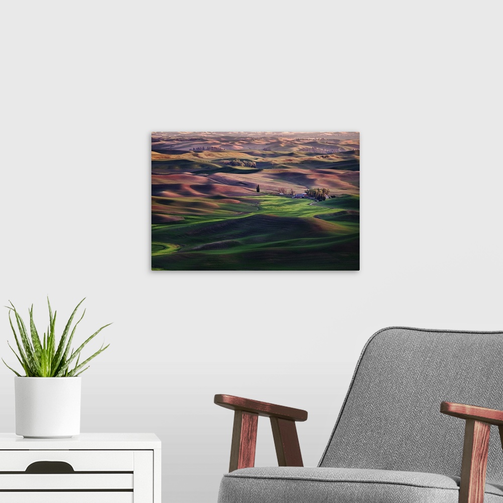 A modern room featuring Rolling green fields in the Palouse, Washington