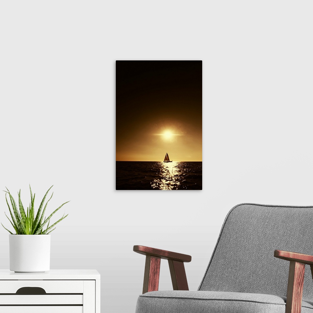A modern room featuring Sailboat Sunset