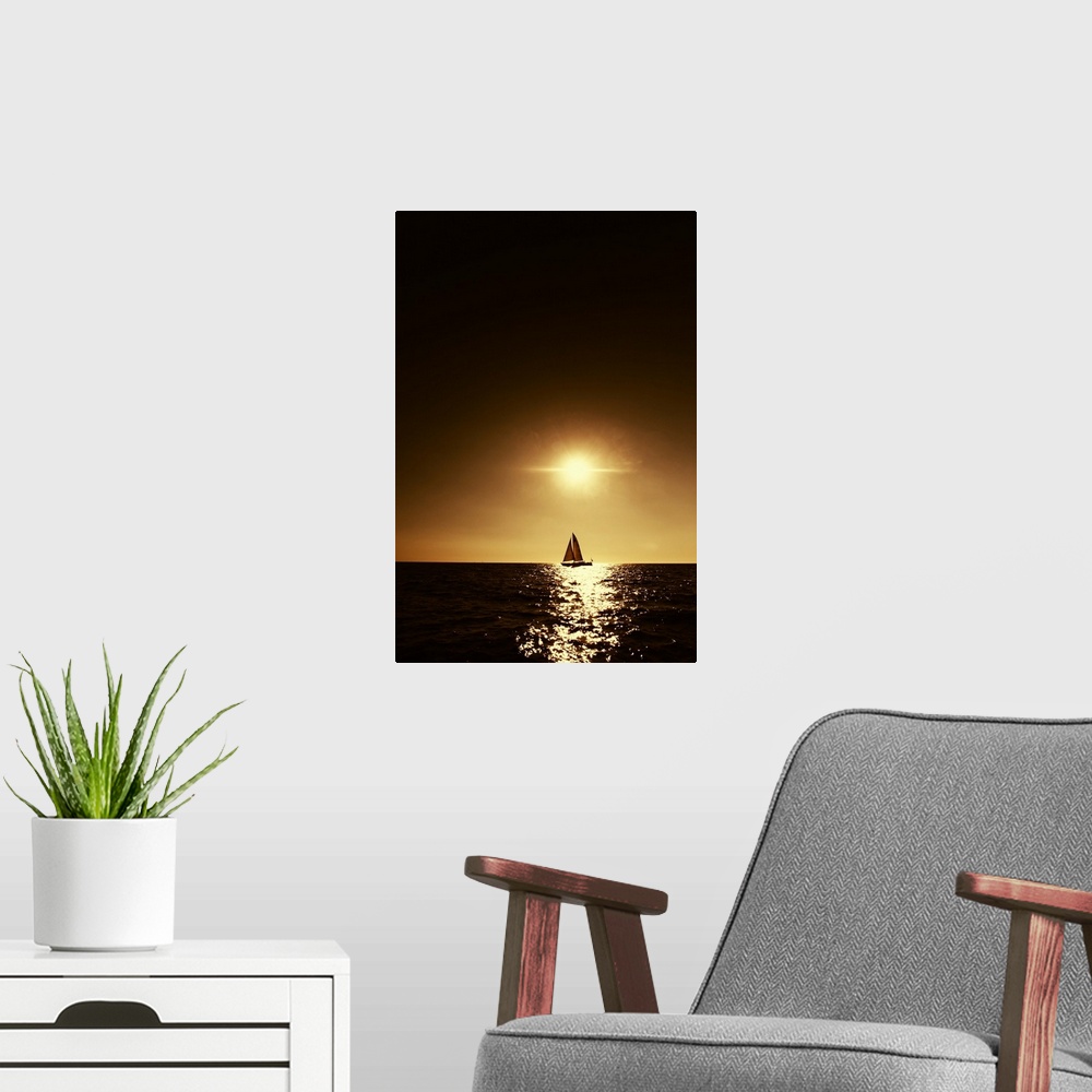 A modern room featuring Sailboat Sunset