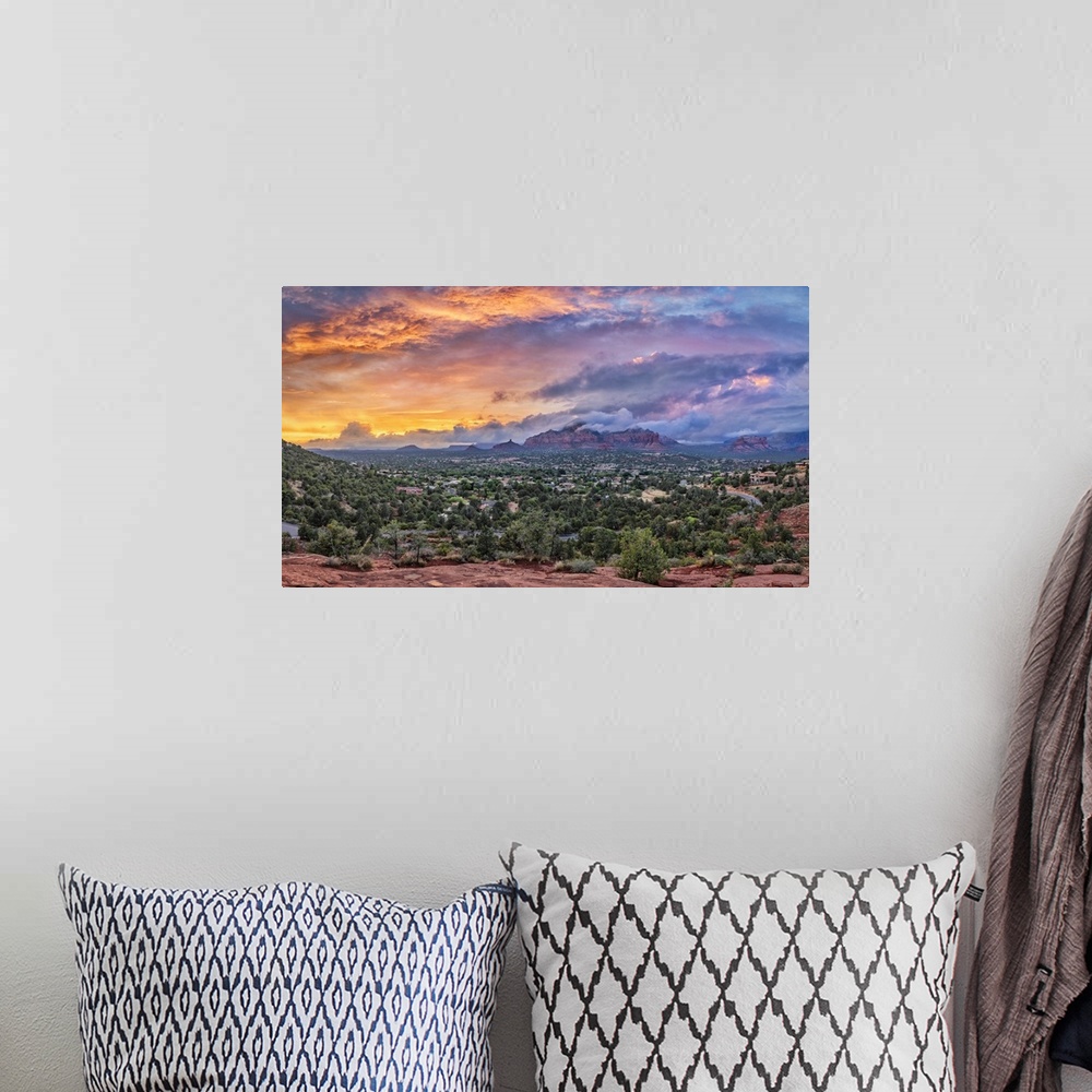 A bohemian room featuring Dramatic sunset in Sedona, Arizona.